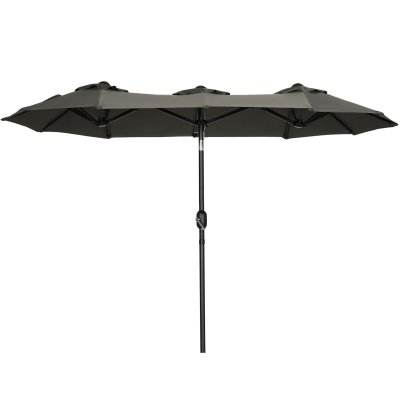 OUTSUNNY Parasol de jardin inclinable grande taille 2,85L m gris