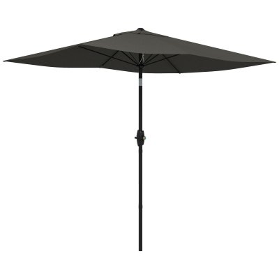 OUTSUNNY Parasol de jardin inclinable polyester gris fonc&eacute;