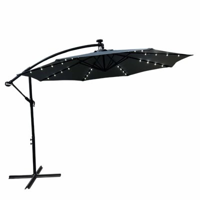  Parasol de jardin MILIN avec &eacute;clairage LED gris fonc&eacute; Poids 127 kg Dimensions L300 x l300 x H245 cm