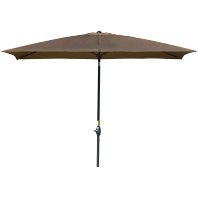 OUTSUNNY Parasol de jardin rectangulaire inclinable polyester marron