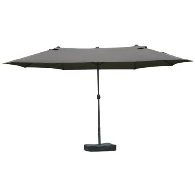 OUTSUNNY Parasol de jardin XXL pied contrepoids inclus acier polyester gris