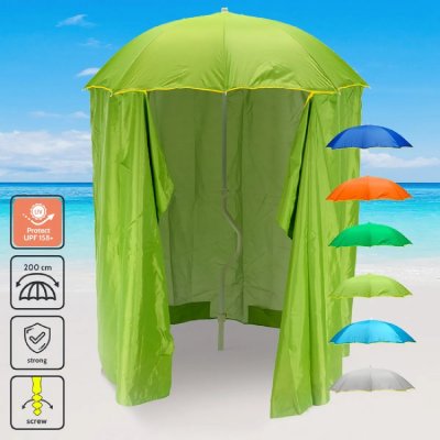 GIRAFACILE Parasol de plage l&eacute;ger visser tente protection uv  200 cm Zeus, Couleur: Vert