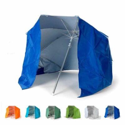 BEACHLINE Parasol de plage pliable portable l&eacute;ger aluminium tente 160 cm Piuma, Couleur: Bleu