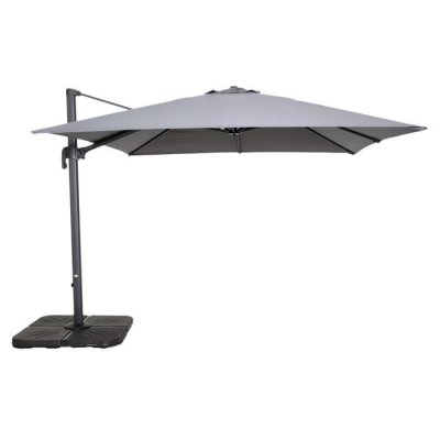 OVIALA Parasol d&eacute;port&eacute; 3x3m et 4 dalles &agrave; remplir aluminium gris - Gris
