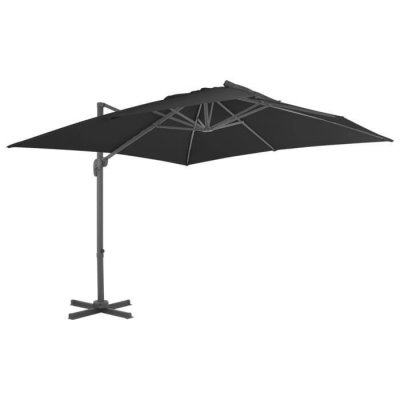 VIDAXL Parasol d&eacute;port&eacute; avec m&acirc;t en aluminium 3x3 m Noir  - Noir