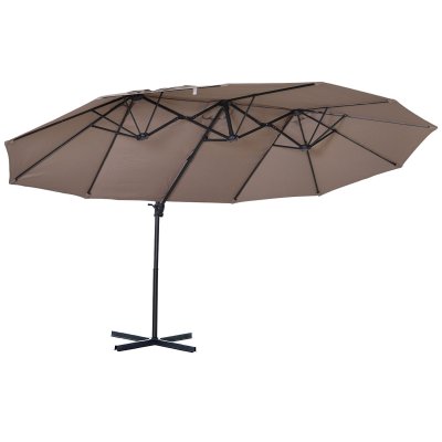 OUTSUNNY Parasol d&eacute;port&eacute; grande taille inclinable acier polyester