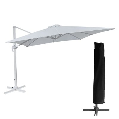 HAPPY GARDEN Parasol d&eacute;port&eacute; molokai rectangulaire 3x4m blanc + housse - Blanc