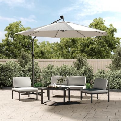 VIDAXL Parasol d&eacute;port&eacute; &Oslash; 300 cm avec &eacute;clairage LED - Sable - 300 cm