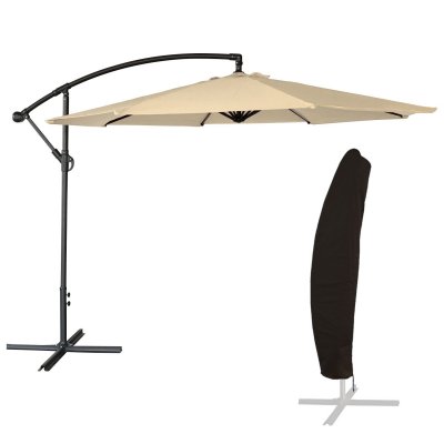 HAPPY GARDEN Parasol d&eacute;port&eacute; oahu rond 3,50m de diam&egrave;tre beige + housse - Beige