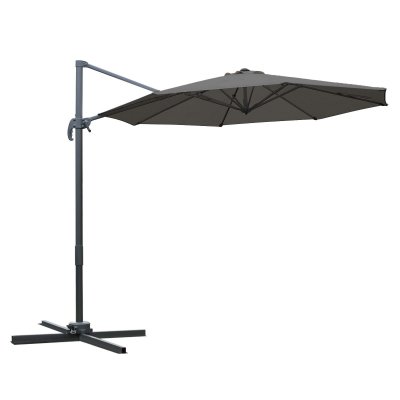 OUTSUNNY Parasol d&eacute;port&eacute; octogonal inclinable rotatif 360&deg; gris