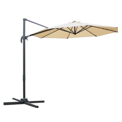 OUTSUNNY Parasol d&eacute;port&eacute; octogonal inclinable rotatif 360&deg; polyester beige