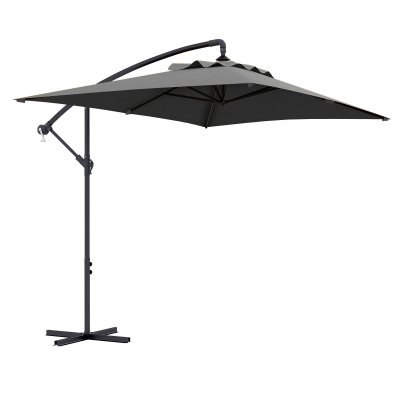 OUTSUNNY Parasol d&eacute;port&eacute; rectangulaire dim. 294L x 193l x 250H cm pied en croix gris