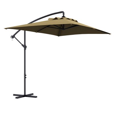 OUTSUNNY Parasol d&eacute;port&eacute; rectangulaire dim. 294L x 193l x 250H cm pied en croix kaki