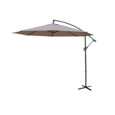 SWEEEK Parasol d&eacute;port&eacute; rond 300cm excentr&eacute; taupe