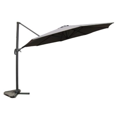 CONCEPT USINE Parasol d&eacute;port&eacute; rond &Oslash; 350cm rotatif &agrave; 360&deg; gris CASTILLO - Gris