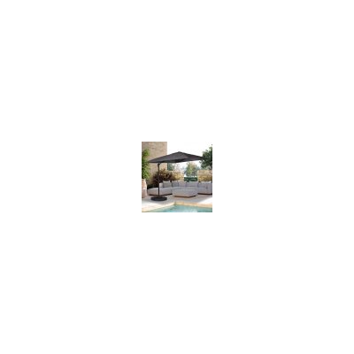 IDMARKET Parasol d&eacute;port&eacute; rotatif CALVI 360 en gris 3x3 M avec 4 dalles et housse