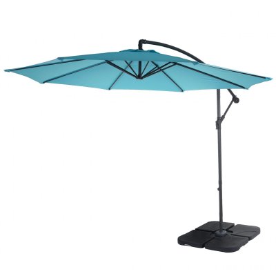 MENDLER Parasol d&eacute;port&eacute; semi-pro Acerra, 3m inclinable turquoise avec support