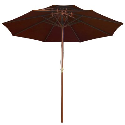 HELLOSHOP26 Parasol double avec m&acirc;t en bois terre cuite 270 cm - Bois