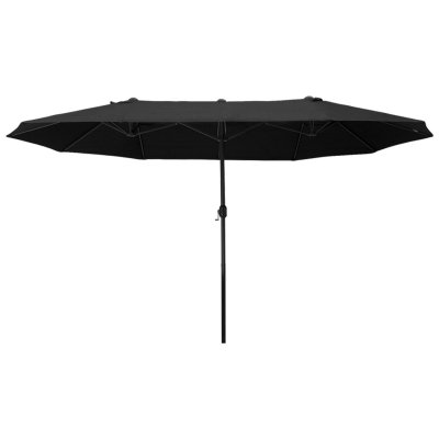 OUTSUNNY Parasol double rectangulaire &agrave; manivelle acier noir