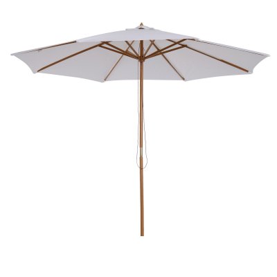 OUTSUNNY Parasol droit octogonal bois cr&egrave;me