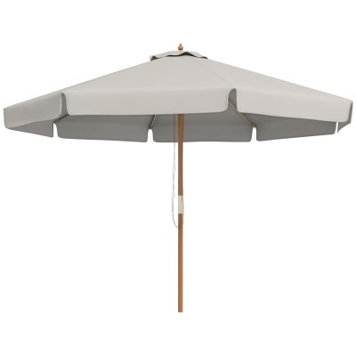 OUTSUNNY Parasol droit rond grande taille bois de bambou polyester gris