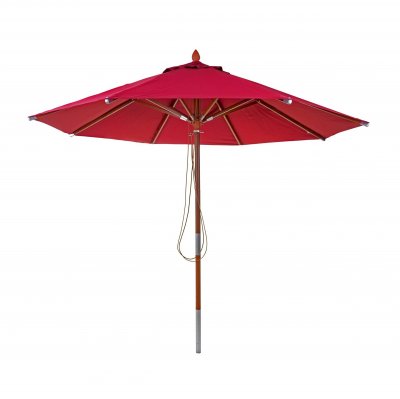 MENDLER Parasol en bois HWC-C57, polyester/bois 14kg, corde ronde &Oslash;3m antichocs bordeaux