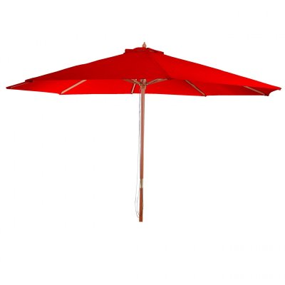 MENDLER Parasol en bois, parasol de jardin florida, parasol de march&eacute;, 3,5m ~ bordeaux
