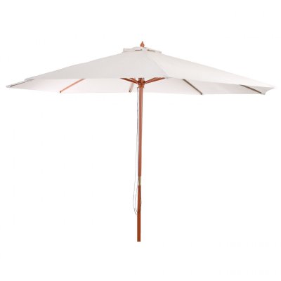 MENDLER Parasol en bois, parasol de jardin florida, parasol de march&eacute;, 3,5m ~ cr&egrave;me