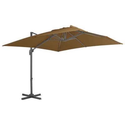 VIDAXL Parasol en porte-&agrave;-faux avec m&acirc;t en aluminium 300x300 cm Taupe