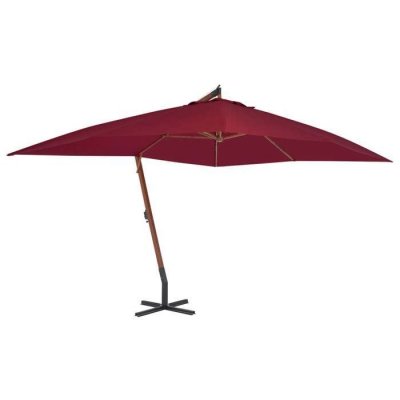 VIDAXL Parasol en porte-&agrave;-faux avec m&acirc;t en bois 400 x 300 cm Bordeaux