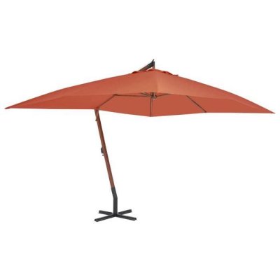 VIDAXL Parasol en porte-&agrave;-faux avec m&acirc;t en bois 400x300 cm Terre cuite