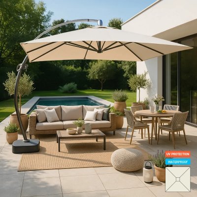 ELIOS PARASOLS Parasol grande taille jardin de 3,5 m&egrave;tres carr&eacute; bras en aluminium Copenaghen