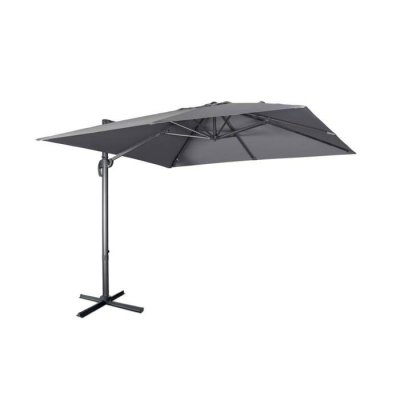 SWEEEK Parasol haut de gamme d&eacute;port&eacute; carr&eacute; inclinable 3x3m gris