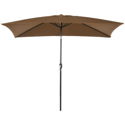 OUTSUNNY Parasol inclinable rectangulaire m&eacute;tal polyester haute densit&eacute; 2,95L x 1,95l x 2,4H m chocolat 