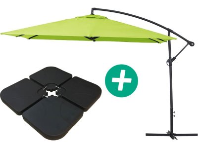 HABITAT ET JARDIN Parasol jardin d&eacute;port&eacute; Alu ""Ilios 3"" - Carr&eacute; - 3 x 3 m - Vert - Dalles incluses
