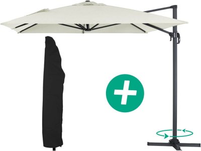 HABITAT ET JARDIN Parasol jardin d&eacute;port&eacute; Alu ""Sun 4"" - Rectangle - 3 x 4 m + Housse de protection - Ecru