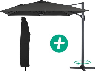 HABITAT ET JARDIN Parasol jardin d&eacute;port&eacute; Alu ""Sun 4"" - Rectangle - 3 x 4 m + Housse de protection - Noir
