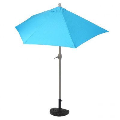 MENDLER Parasol Parla en alu, h&eacute;micycle, UV 50+ 270cm turquoise avec pied