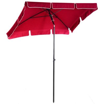 OUTSUNNY Parasol rectangulaire inclinable alu acier polyester haute densit&eacute; diam&egrave;tre 2 m rouge