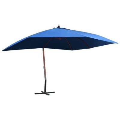 VIDAXL Parasol suspendu avec m&acirc;t en bois 400x300 cm Bleu