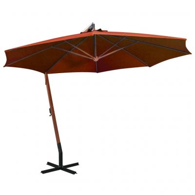 VIDAXL Parasol suspendu avec m&acirc;t Terre cuite 3,5x2,9 m Bois de sapin