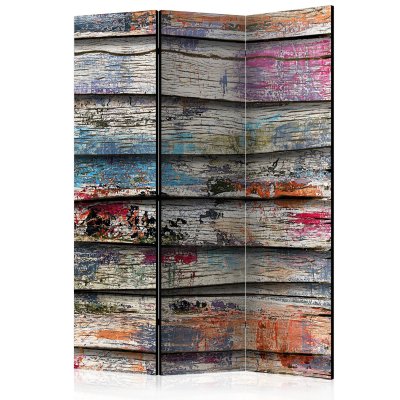 Paravent 3 volets - Colourful Wood [Room Dividers] - 135x172 (38677)