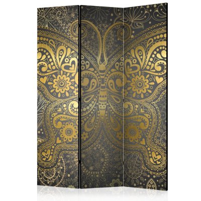 Paravent 3 volets - golden butterfly [room dividers] A1-PARAVENT93