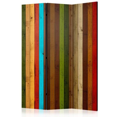 Paravent 3 volets - Wooden rainbow [Room Dividers] - 135x172 (40825)