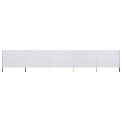 Paravent 5 panneaux Tissu 600 x 120 cm Blanc sable