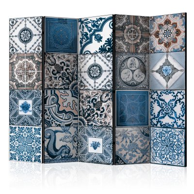 Paravent 5 volets - Blue Arabesque II [Room Dividers] - 225x172 (38402)