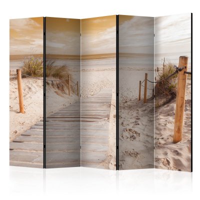 Paravent 5 volets - On the beach - sepia II [Room Dividers] - 225x172 (39747)