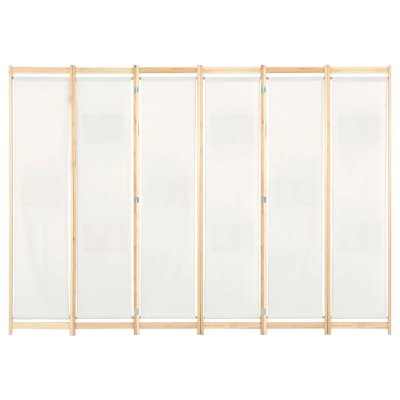 Paravent - Helloshop26 - 6 Panneaux - Cr&egrave;me - 240 x 170 cm - Tissu