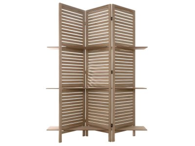 Paravent original avec 3 &Eacute;tag&egrave;res Bois naturel H 170 cm