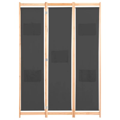 Paravent s&eacute;parateur de pi&egrave;ce cloison de s&eacute;paration d&eacute;coration meuble 3 panneaux gris 120x4 cm tissu